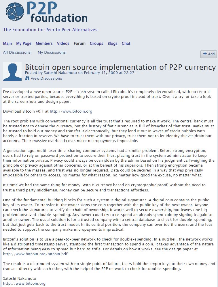 Bitcoin open source implementation of P2P currency